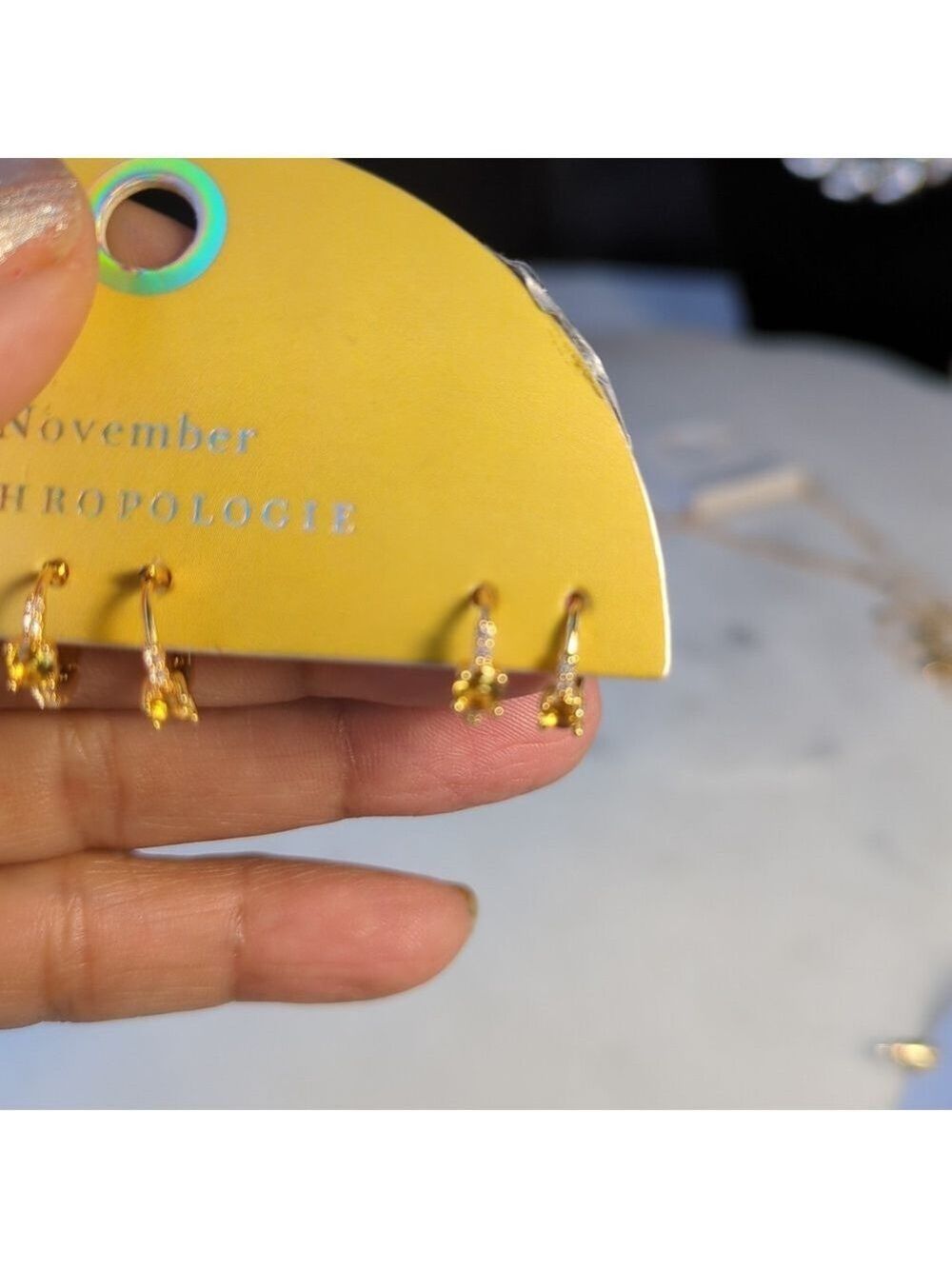 Anthropologie Small Hoop & Stud 14K Gold Plated Earrings Set, 3 Pairs - NWT - Picture 4 of 9